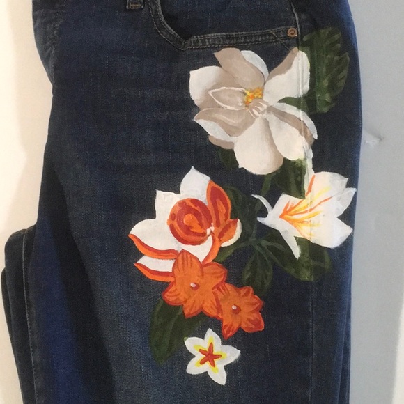 PAINTED BOTANICAL GIRLFRIEND ANKLE JEANS - Picture 5 of 6